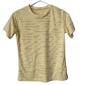 Women’s Distressed Stretchy Yellow Short Sleeves Top